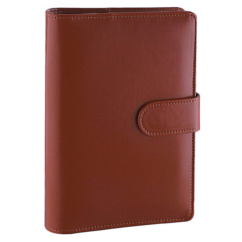 Antner A6 Binder 6 Ring Refillable Notebook Budget Planner for A6 Filler Paper, PU Leather Loose Leaf Personal Planner Wallet Money Organizer Cash Stuffing Binder with Magnetic Buckle Closure, Brown - Image 1